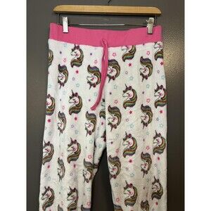 Unicorn Pajama Pants Womens XL Rainbow Fleece Lounge Sleep Drawstring Plush